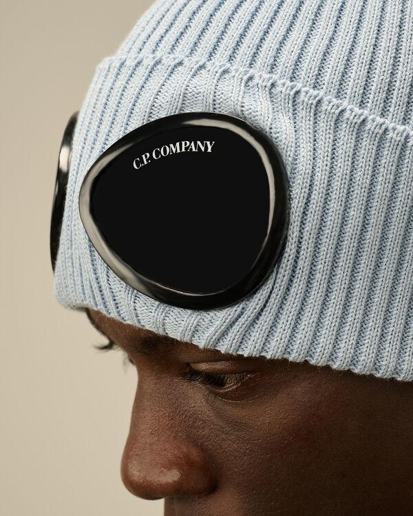 C.p. Company Cotton Goggle Beanie CERULEAN - LIGHT-BLUE