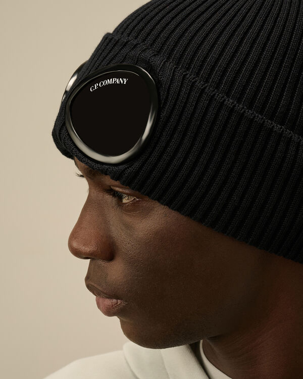 C.p. Company Cotton Goggle Beanie TOTAL ECLIPSE - BLUE