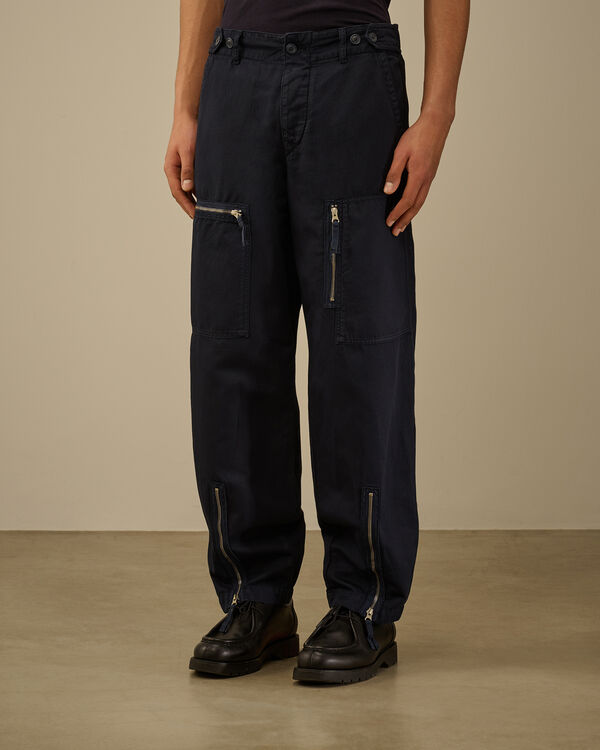 C.p. Company Cotton/Linen Cargo Pants TOTAL ECLIPSE - BLUE
