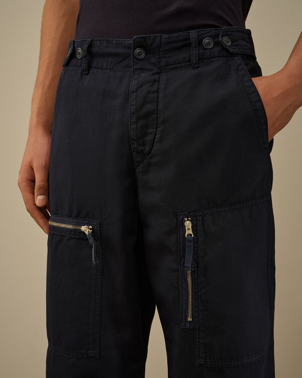 C.p. Company Cotton/Linen Cargo Pants TOTAL ECLIPSE - BLUE