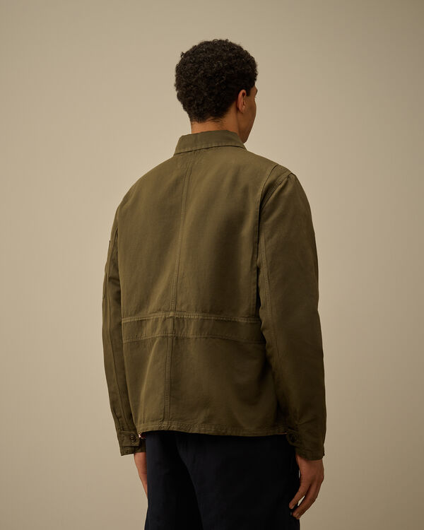 C.p. Company Cotton/Linen Full Zip Overshirt IVY GREEN
