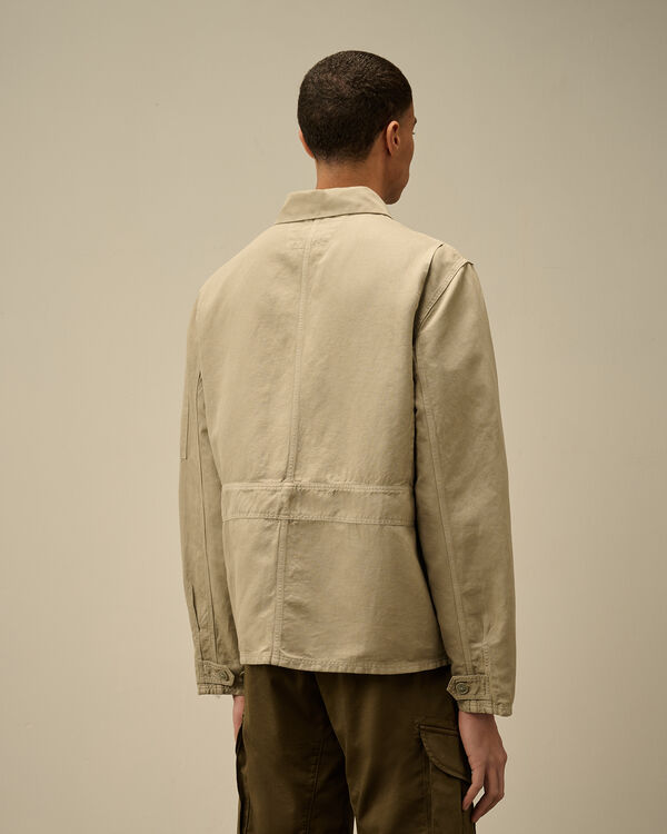 C.p. Company Cotton/Linen Full Zip Overshirt VINTAGE KHAKI - BEIGE