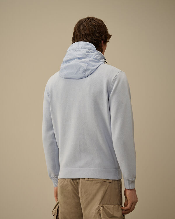 C.p. Company Cotton Mixed Hooded Lens Knit CERULEAN - LIGHT-BLUE