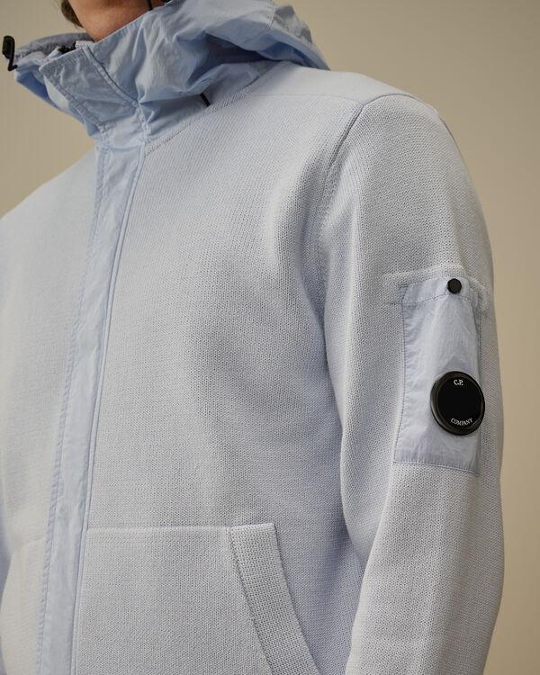 C.p. Company Cotton Mixed Hooded Lens Knit CERULEAN - LIGHT-BLUE