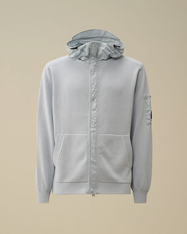 c.p. company Cotton Mixed Hooded Lens Knit CERULEAN - LIGHT-BLUE