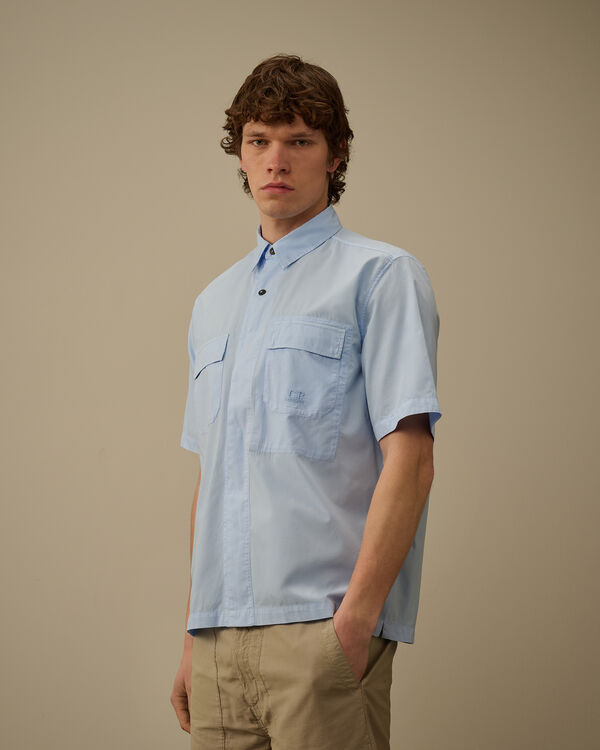 C.p. Company Cotton Rip Stop Boxy Short Sleeve Shirt CERULEAN - LIGHT-BLUE