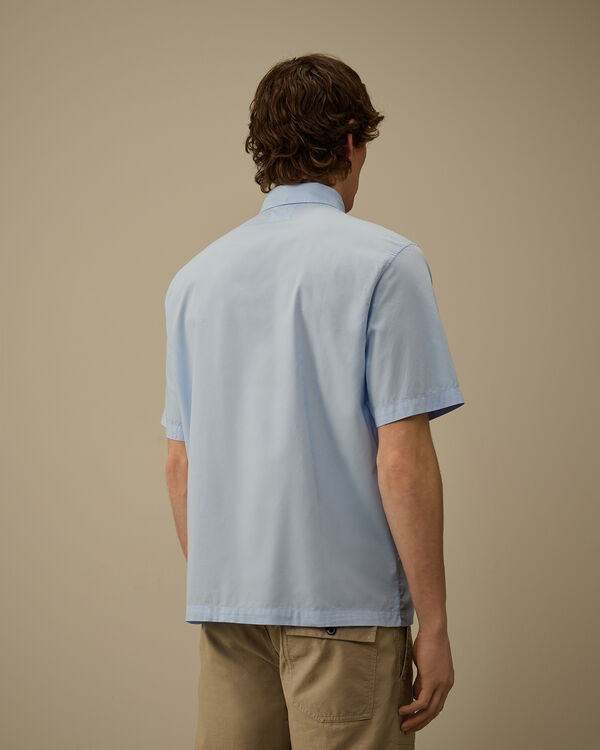 C.p. Company Cotton Rip Stop Boxy Short Sleeve Shirt CERULEAN - LIGHT-BLUE