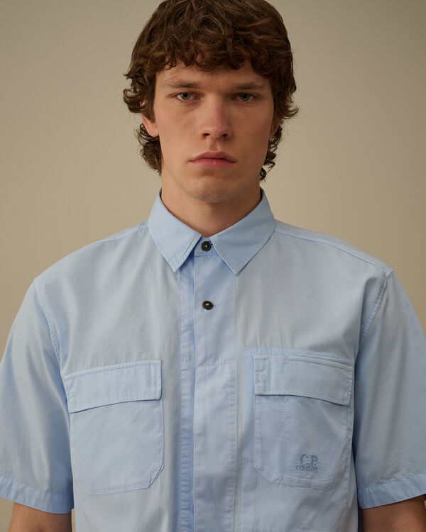 C.p. Company Cotton Rip Stop Boxy Short Sleeve Shirt CERULEAN - LIGHT-BLUE