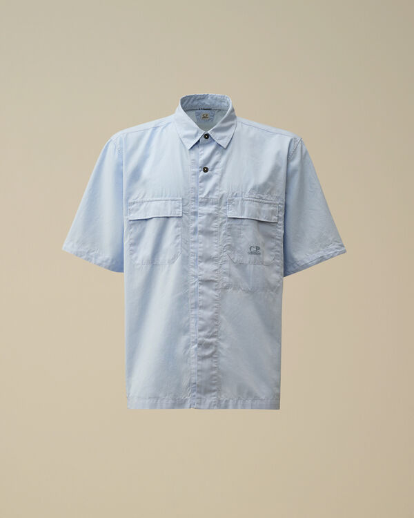c.p. company Cotton Rip Stop Boxy Short Sleeve Shirt CERULEAN - LIGHT-BLUE