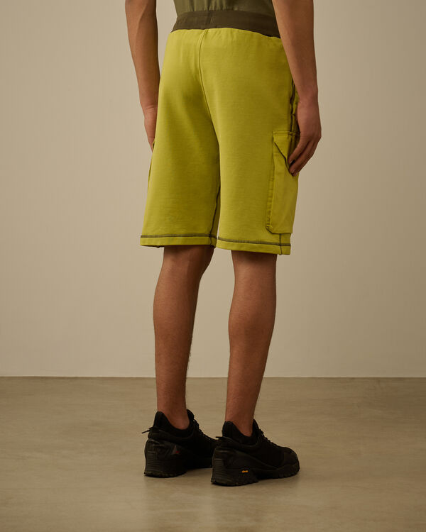 C.p. Company Diagonal Fleece Mixed Cargo Shorts CRESS GREEN - YELLOW
