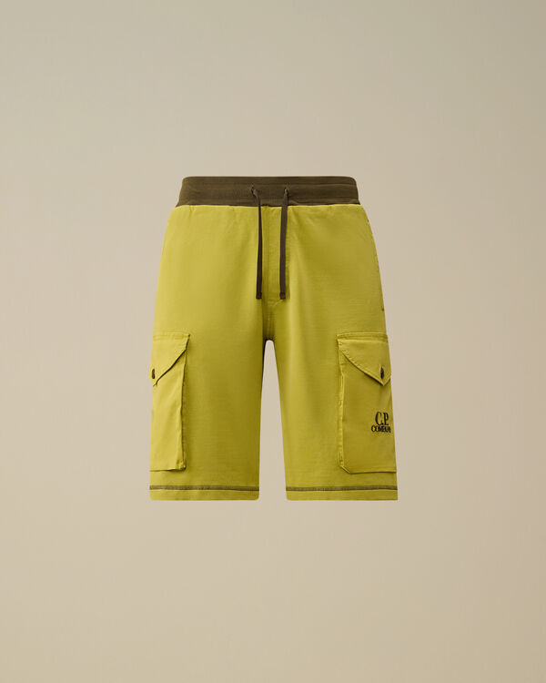 c.p. company Diagonal Fleece Mixed Cargo Shorts CRESS GREEN - YELLOW