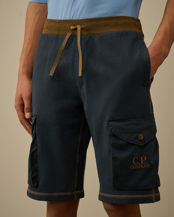 C.p. Company Diagonal Fleece Mixed Cargo Shorts INDIA INK – BLUE
