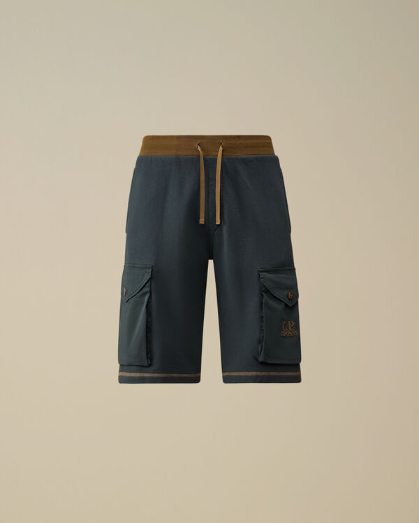 c.p. company Diagonal Fleece Mixed Cargo Shorts INDIA INK – BLUE