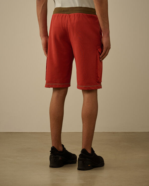 C.p. Company Diagonal Fleece Mixed Cargo Shorts KETCHUP - RED