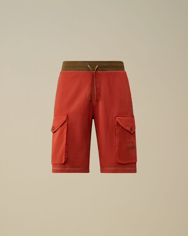 c.p. company Diagonal Fleece Mixed Cargo Shorts KETCHUP - RED