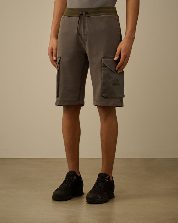 C.p. Company Diagonal Fleece Mixed Cargo Shorts SMOKED PEARL - GREY