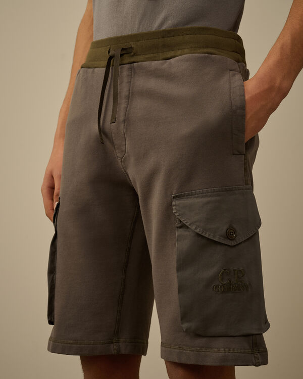C.p. Company Diagonal Fleece Mixed Cargo Shorts SMOKED PEARL - GREY