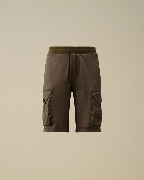c.p. company Diagonal Fleece Mixed Cargo Shorts SMOKED PEARL - GREY
