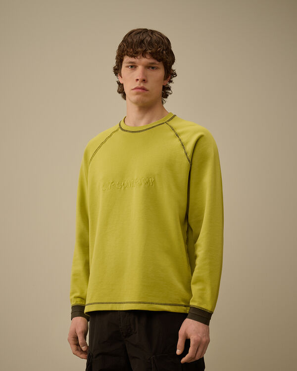 C.p. Company Diagonal Fleece Mixed Crewneck Sweatshirt CRESS GREEN - YELLOW