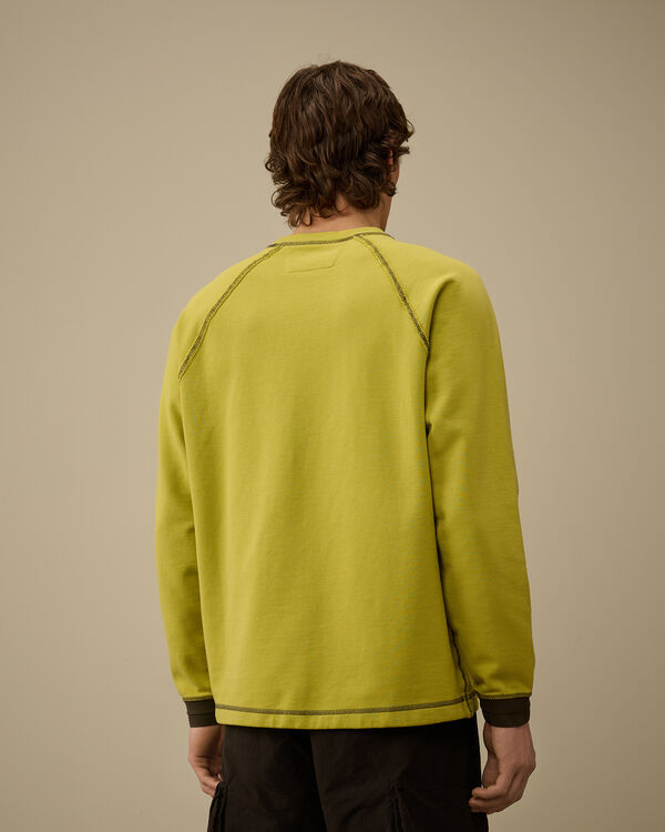 C.p. Company Diagonal Fleece Mixed Crewneck Sweatshirt CRESS GREEN - YELLOW