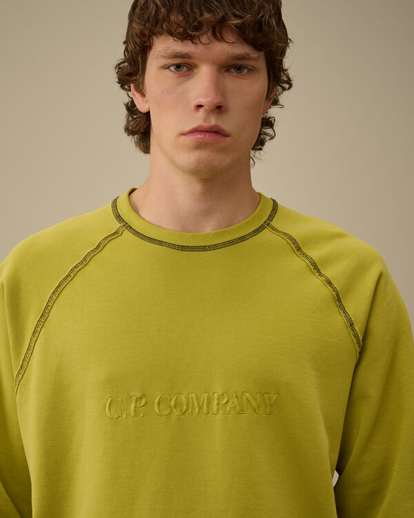 C.p. Company Diagonal Fleece Mixed Crewneck Sweatshirt CRESS GREEN - YELLOW