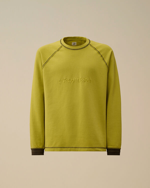 c.p. company Diagonal Fleece Mixed Crewneck Sweatshirt CRESS GREEN - YELLOW