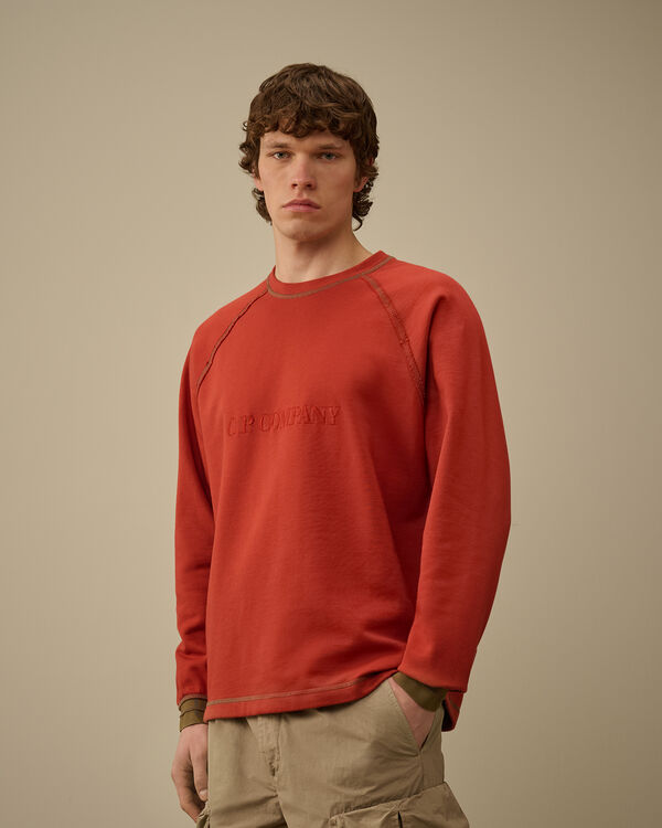 C.p. Company Diagonal Fleece Mixed Crewneck Sweatshirt KETCHUP - RED