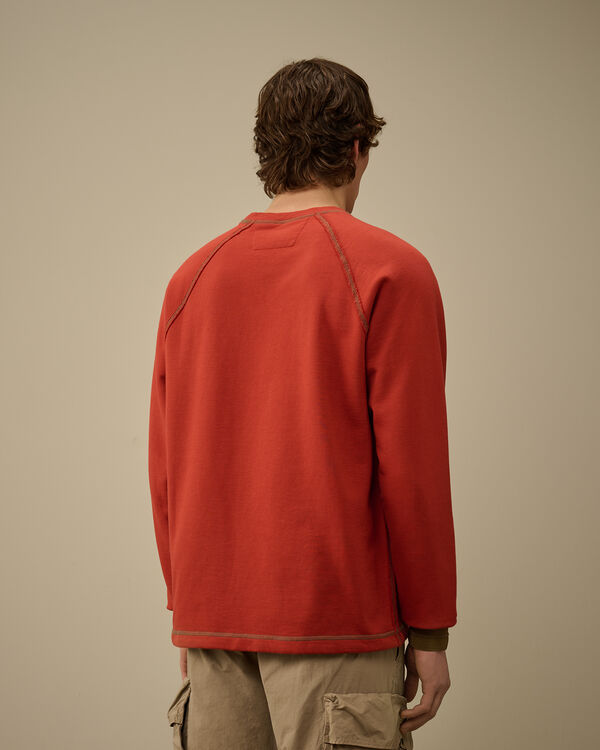 C.p. Company Diagonal Fleece Mixed Crewneck Sweatshirt KETCHUP - RED