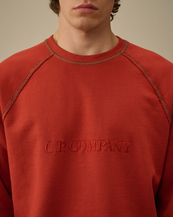 C.p. Company Diagonal Fleece Mixed Crewneck Sweatshirt KETCHUP - RED