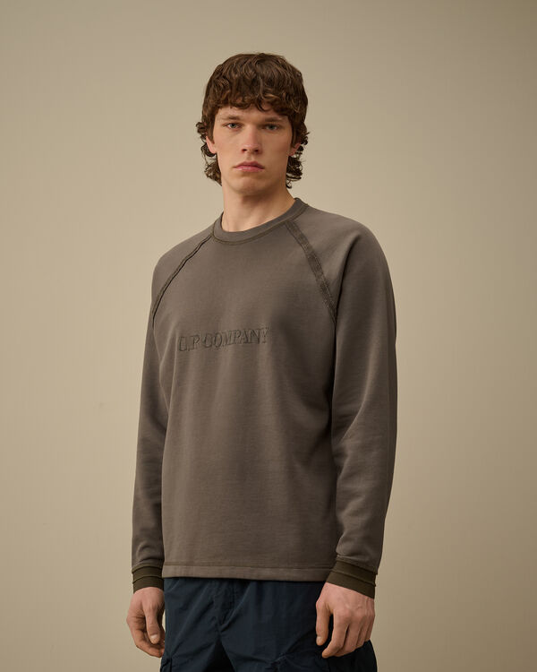 C.p. Company Diagonal Fleece Mixed Crewneck Sweatshirt SMOKED PEARL - GREY