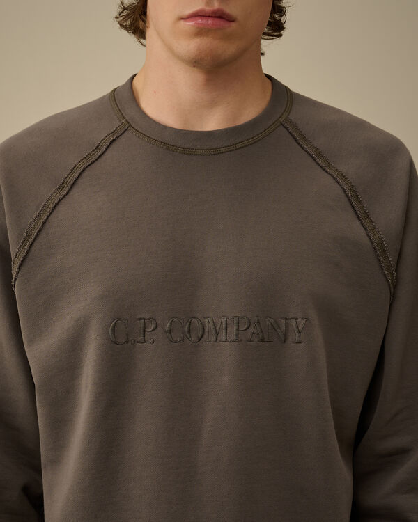 C.p. Company Diagonal Fleece Mixed Crewneck Sweatshirt SMOKED PEARL - GREY