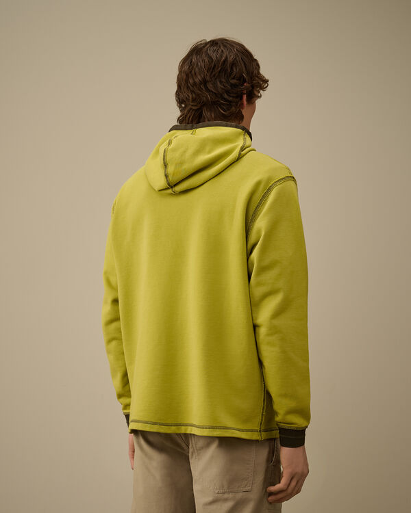 C.p. Company Diagonal Fleece Mixed Hooded Zipped Sweatshirt CRESS GREEN - YELLOW