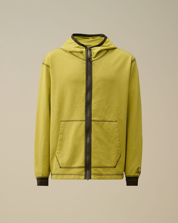 c.p. company Diagonal Fleece Mixed Hooded Zipped Sweatshirt CRESS GREEN - YELLOW
