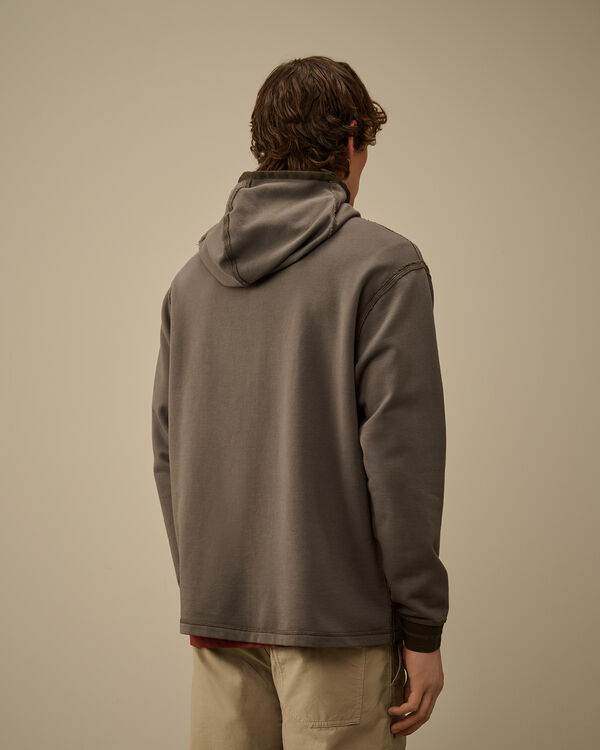 C.p. Company Diagonal Fleece Mixed Hooded Zipped Sweatshirt SMOKED PEARL - GREY