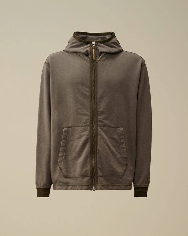 c.p. company Diagonal Fleece Mixed Hooded Zipped Sweatshirt SMOKED PEARL - GREY