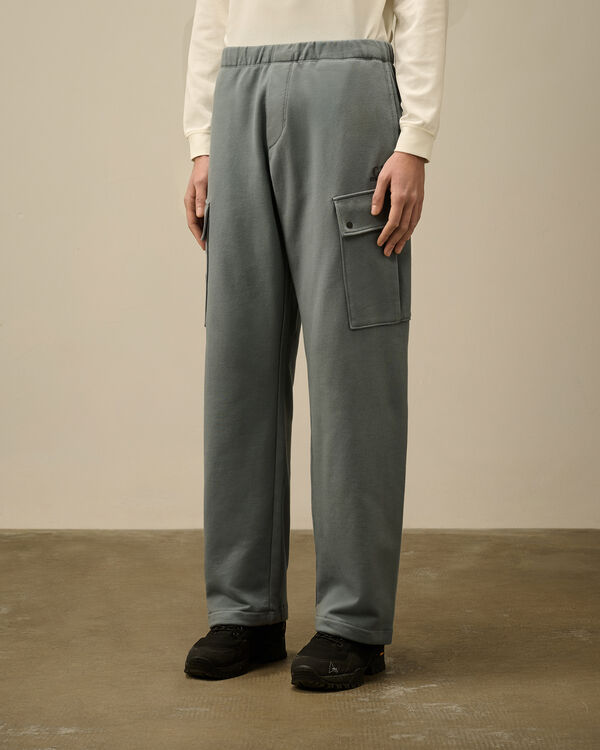 C.p. Company Diagonal Raised Fleece Cargo Sweatpants STORMY WEATHER - BLUE