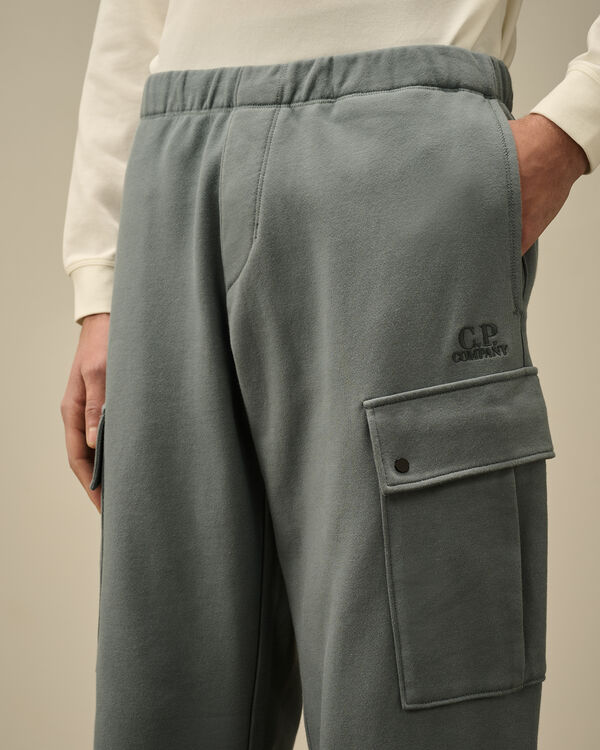 C.p. Company Diagonal Raised Fleece Cargo Sweatpants STORMY WEATHER - BLUE
