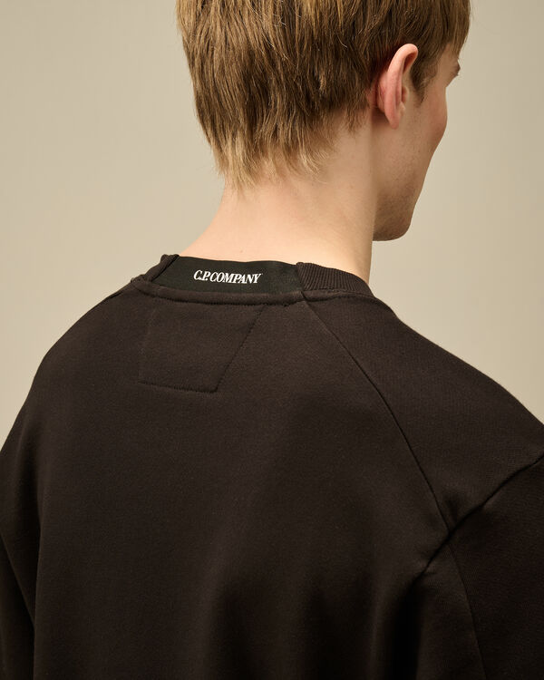 C.p. Company Diagonal Raised Fleece Crewneck Lens Sweatshirt BLACK