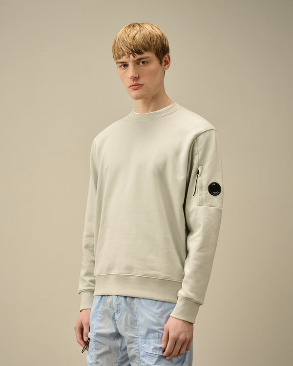 C.p. Company Diagonal Raised Fleece Crewneck Lens Sweatshirt BLUE FOX - GREY