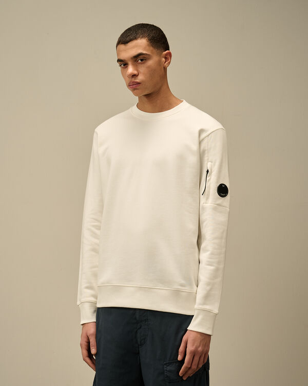 C.p. Company Diagonal Raised Fleece Crewneck Lens Sweatshirt GAUZE WHITE