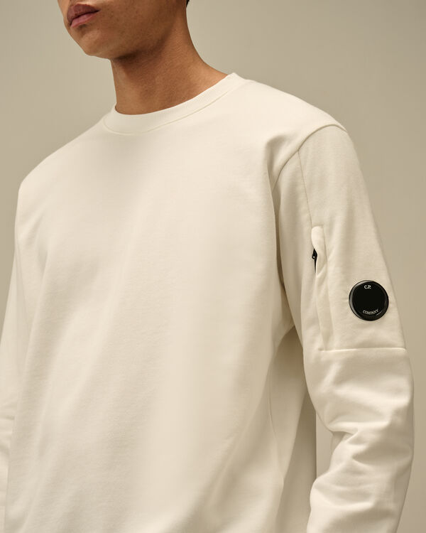 C.p. Company Diagonal Raised Fleece Crewneck Lens Sweatshirt GAUZE WHITE
