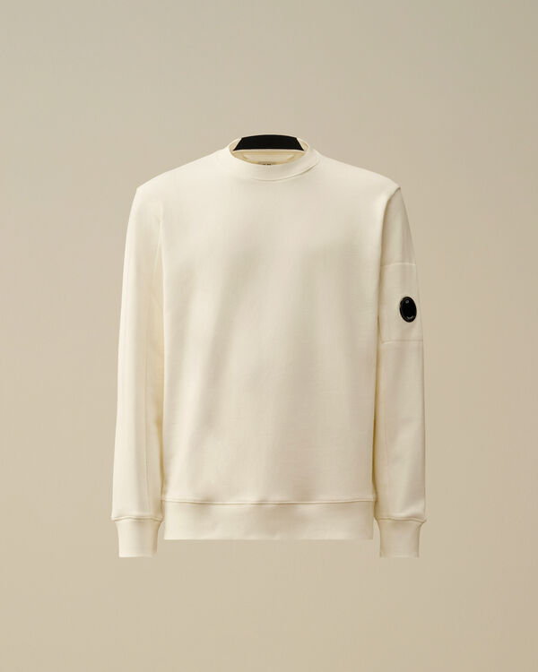 c.p. company Diagonal Raised Fleece Crewneck Lens Sweatshirt GAUZE WHITE