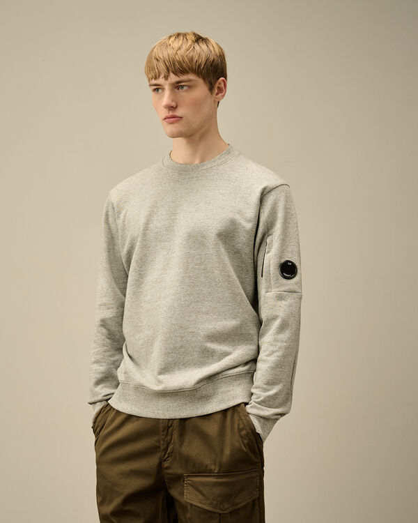 C.p. Company Diagonal Raised Fleece Crewneck Lens Sweatshirt GREYSTONE MELANGE - GREY