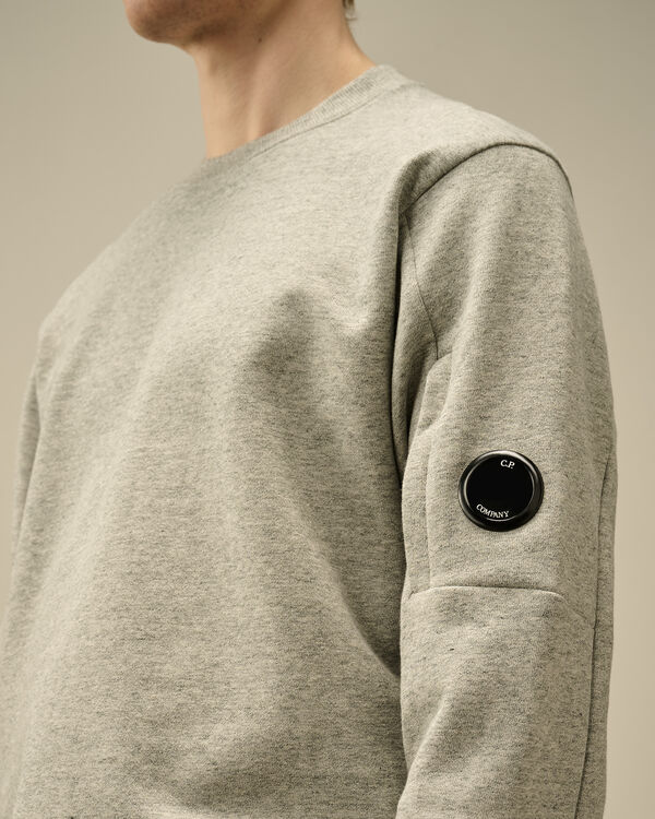 C.p. Company Diagonal Raised Fleece Crewneck Lens Sweatshirt GREYSTONE MELANGE - GREY