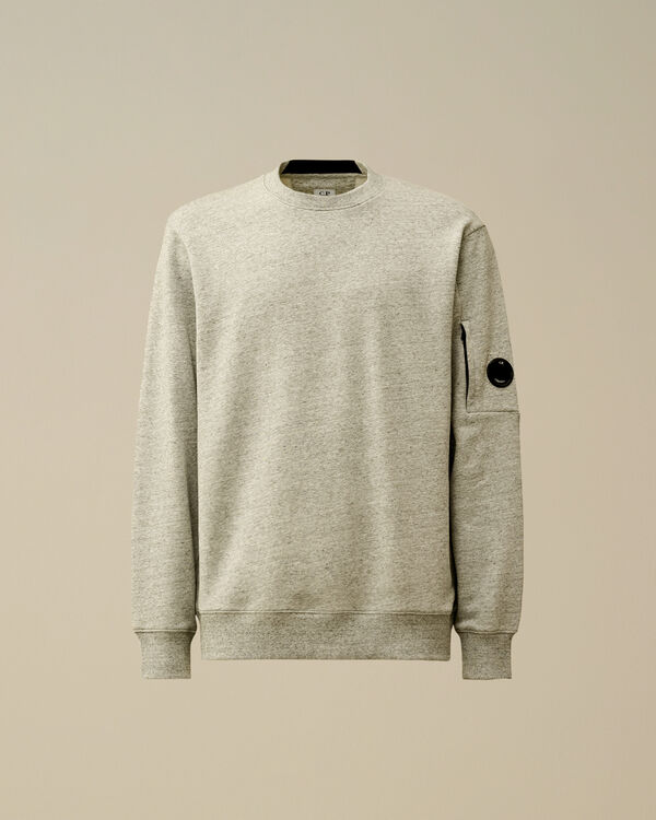 c.p. company Diagonal Raised Fleece Crewneck Lens Sweatshirt GREYSTONE MELANGE - GREY