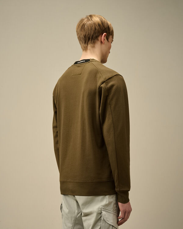 C.p. Company Diagonal Raised Fleece Crewneck Lens Sweatshirt IVY GREEN
