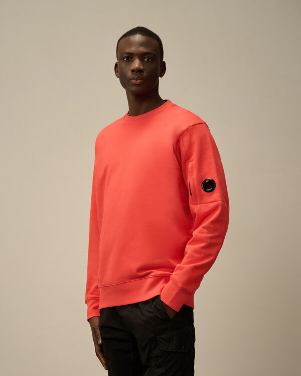 C.p. Company Diagonal Raised Fleece Crewneck Lens Sweatshirt POINCIANA - ORANGE