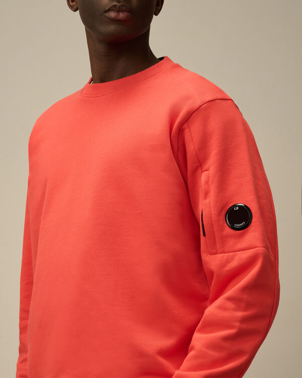 C.p. Company Diagonal Raised Fleece Crewneck Lens Sweatshirt POINCIANA - ORANGE