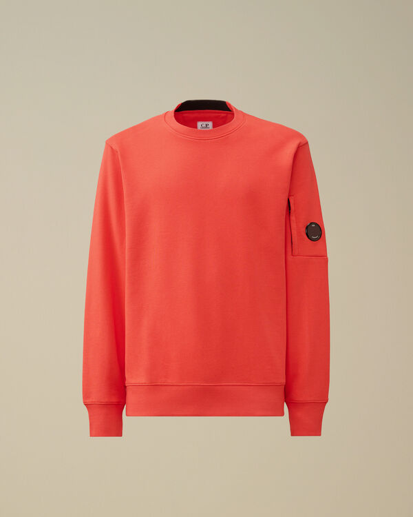 c.p. company Diagonal Raised Fleece Crewneck Lens Sweatshirt POINCIANA - ORANGE
