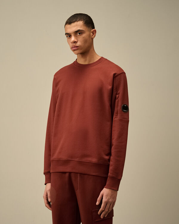 C.p. Company Diagonal Raised Fleece Crewneck Lens Sweatshirt SABLE - BROWN